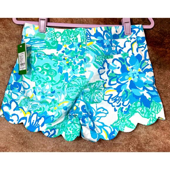 Lilly Pulitzer Buttercup Scalloped Short In A Pinch Blue Floral size 0 - Picture 4 of 8